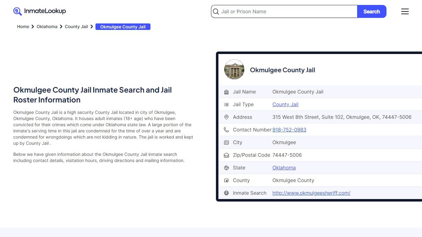 Okmulgee County Jail (OK) Inmate Search Oklahoma - Inmate Lookup